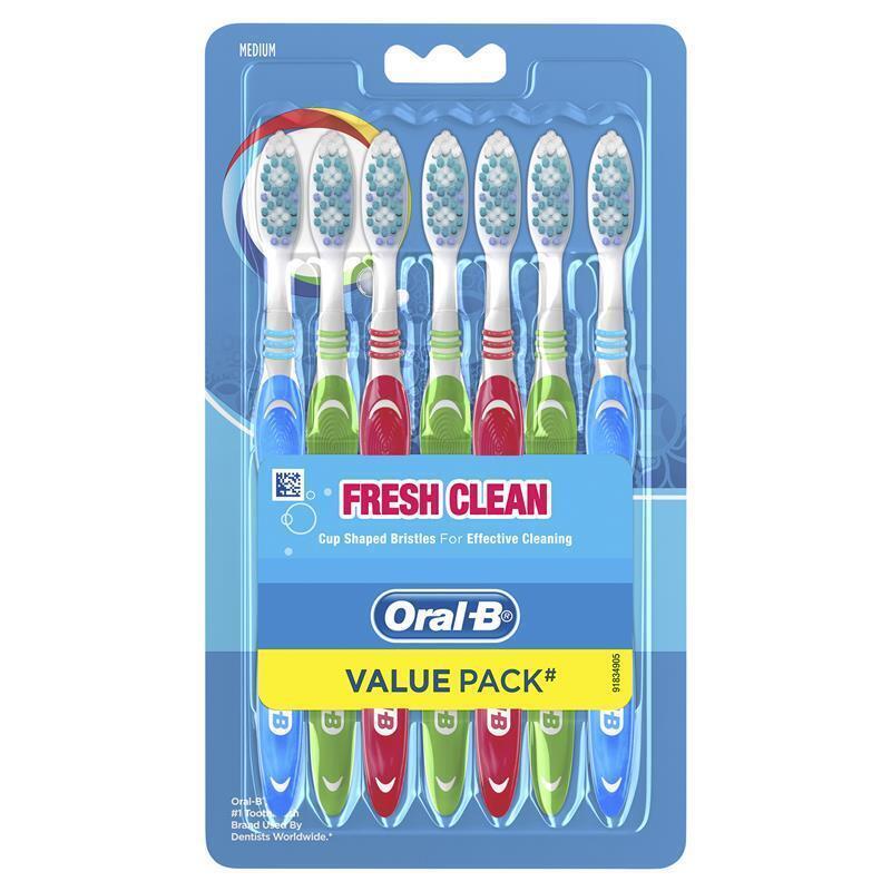 Oral B Toothbrush Fresh Clean Manual Medium 7 Pack