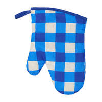 Annabel Trends Oven Mitt - Linen - Cobalt Check