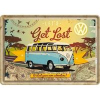 Nostalgic-Art Metal Postcard Volkswagen Bulli Let's Get Lost 10x14cm