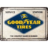 Nostalgic-Art Metal Postcard Goodyear White Logo 10x14cm