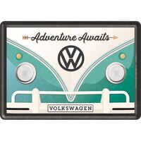 Nostalgic-Art Metal Postcard VW Bulli - Adventure Awaits 10x14cm