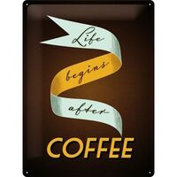 Nostalgic-Art Large Sign Life begins after Coffee 30x40cm