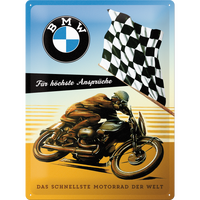 Nostalgic-Art Large Sign BMW Motorcycle Flag/Brown/Blue 30x40cm