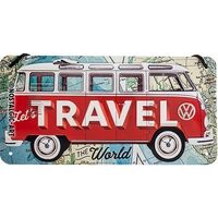 Nostalgic-Art Hanging Sign VW Bulli - Travel the World 10x20cm