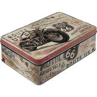 Nostalgic-Art Flat Storage Tin Route 66 Bike Map 23x16x7cm