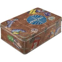 Nostalgic-Art Flat Storage Tin PanAm Travel Stickers 23x16x7cm