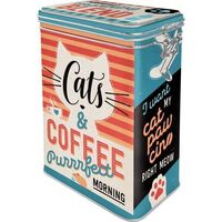 Nostalgic-Art Clip Top Storage Tin Cats & Coffee 7.5x11x1725cm