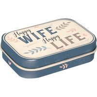 Nostalgic-Art Mint Box Happy Wife Happy Life 4x6x2cm