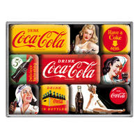 Nostalgic-Art 9pc Magnet Set Coca Cola Yellow/Red