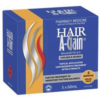 Hair A-Gain Regrowth Treatment Extra Strength for Men & Women ???C 5 x 60ml