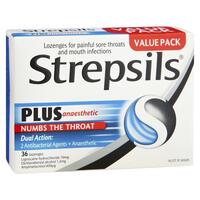 Strepsils Plus Numbing Lozenges 36pk Sore Throat Pain Relief