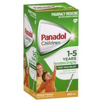 Panadol Children 1-5 Years Fever & Pain Relief Orange Flavour 200mL