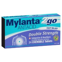 Mylanta 2go Double Strength Chewable Antacid Tablets 24 Pack Heartburn