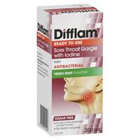 Difflam Ready to Use Sore Throat Gargle with Iodine 200mL