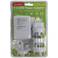 Korjo 4 Port USB Adaptor With International Heads