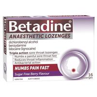 Betadine Sore Throat Lozenges Anaesthetic Berry Flavour 16 Pack