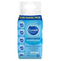 Curash Simply Travel Water Wipes 5 x 20 Pack