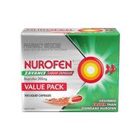 Nurofen Zavance Fast Pain Relief Liquid Capsules 200mg Ibuprofen 100 Pack