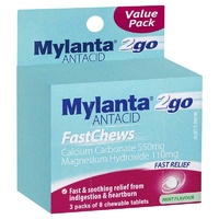 Mylanta Fast Chews Value Pack 24 Tablets Heartburn & Indigestion Relief