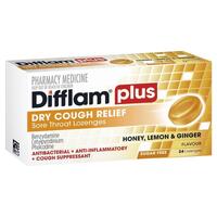 Difflam Plus Dry Cough Lemon & Ginger 24 Lozenges