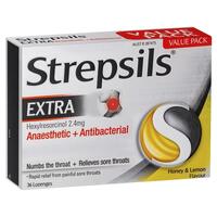 Strepsils Extra Honey Lemon Lozenges 36pk Fast Numbing Sore Throat Relief