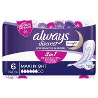 Always Discreet Pad Level 6 Maxi Night 6 Pack for Bladder Leaks