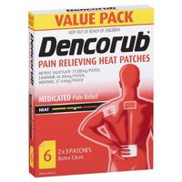 Dencorub Pain Relieving Heat Patches 6 Pack