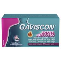 Gaviscon Dual Action Mixed Berry 48 Chewable Tablets