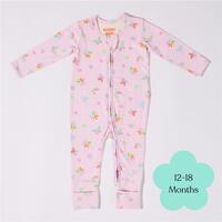 Bambi Mini Co. Wrigglesuit 12-18 Months (with Grippy Feet) Pink Festival Bloom