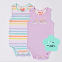 Bambi Mini Co. Supersinglet Bodysuit Orchid Bloom and Multi Stripe 2 Pack