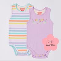 Bambi Mini Co. Supersinglet Bodysuit Orchid Bloom and Multi Stripe 2 Pack