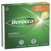 Berocca Energy Orange 60 Effervescent Tablets Exclusive Size