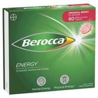 Berocca Energy Original Berry 60 Effervescent Tablets Exclusive Size