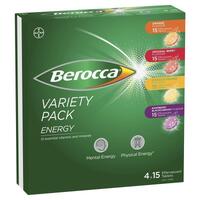 Berocca Energy Variety 60 Effervescent Tablets (4 x 15 Variety Pack)