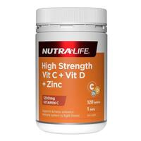 Nutra-Life High Strength Vitamin C + Vitamin D + Zinc 120 Tablets