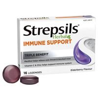 Strepsils Herbal Immune Support Lozenges Elderberry Echinacea 16 Pack