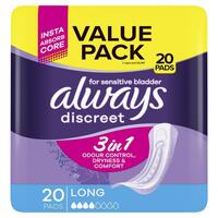 Always Discreet Long Pads Value 20 Pack