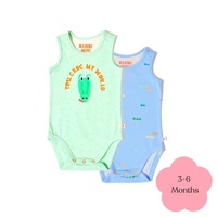 Bambi Mini Co. Supersinglet Bodysuit Boys Green Croc Triangles 3-6