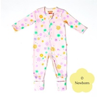 Bambi Mini Co. Wrigglesuit Girls Pink Neon Floral 0 Newborn