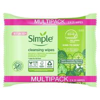 Simple Biodegradable Cleansing Wipes 2 x 25 pack