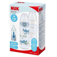 NUK Temperature Control 300ml Baby Bottle 6-18 Months Twin Pack Assorted