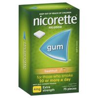 Nicorette Gum 4mg Fresh Fruit 75 Pieces