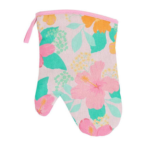 Annabel Trends Oven Mitt - Linen - Hibiscus