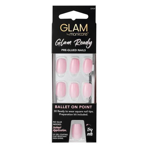 Manicare Glam Ready Pre-Glued Nails 30pcs Ballet on Point