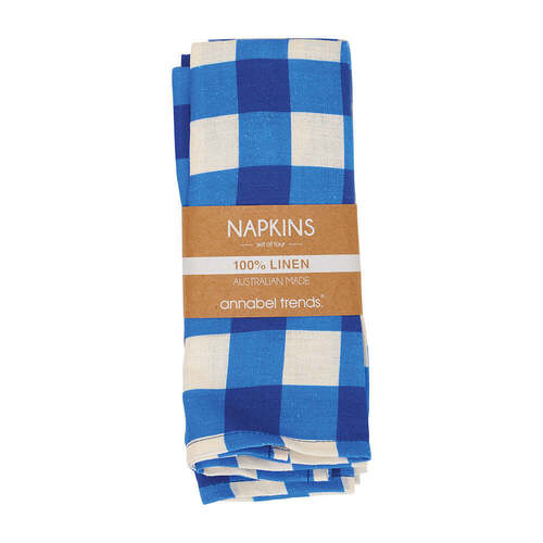 Annabel Trends napkin set linen cobalt check