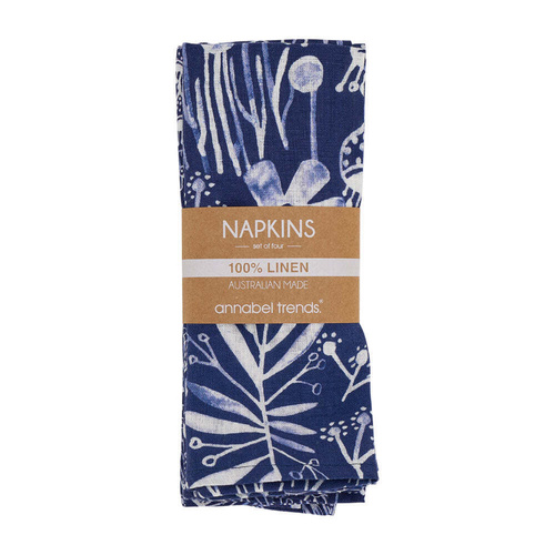 Annabel Trends Napkin Set - Linen - Navy Natives