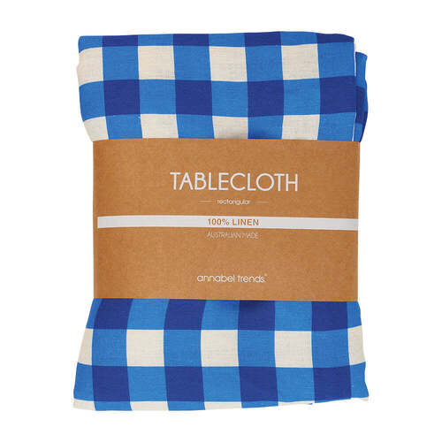 Annabel Trends tablecloth linen cobalt check