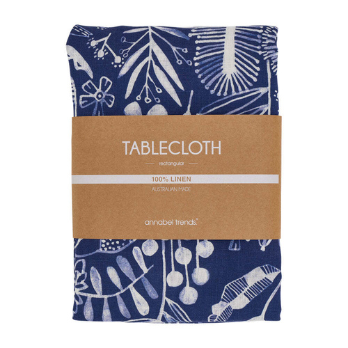 Annabel Trends Tablecloth - Linen - Navy Natives - Large 138cm x 300cm