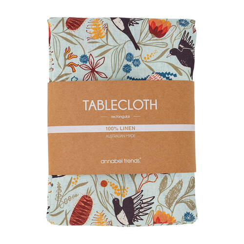 Annabel Trends Tablecloth - Linen - Magpie Floral - Medium 138cm x 240cm