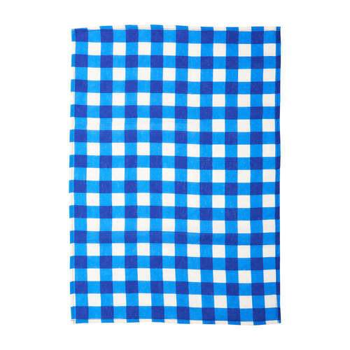 Annabel Trends Tea Towel - Linen - Cobalt Check